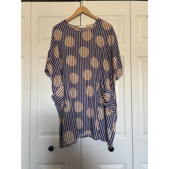 Women’s Corey Lynn Calter Oversized Polka Dot Stripe Purple Dress XS/S - Picture 1 of 4